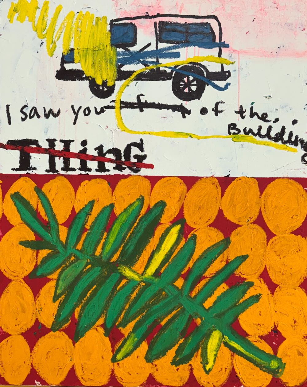 하남_차와풀,                                                                                                                                                                                                                                                                                                                                                                                                                                                                                                                                                                                                                                                                                                                                                         Mixed Media (acrylic & oil stick) on Canvas,                                                                                                                                                                                                                                                                                                                                                                               91x72.7cm, 2025    