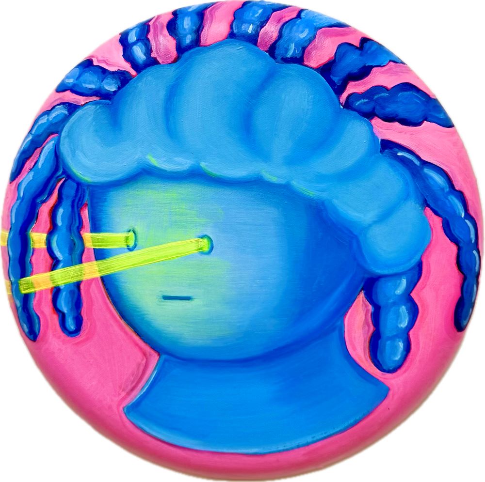 늘함께하는무형존재 The formless one always with us ,                                 oil on wood. Panel, Ø30cm, 2025