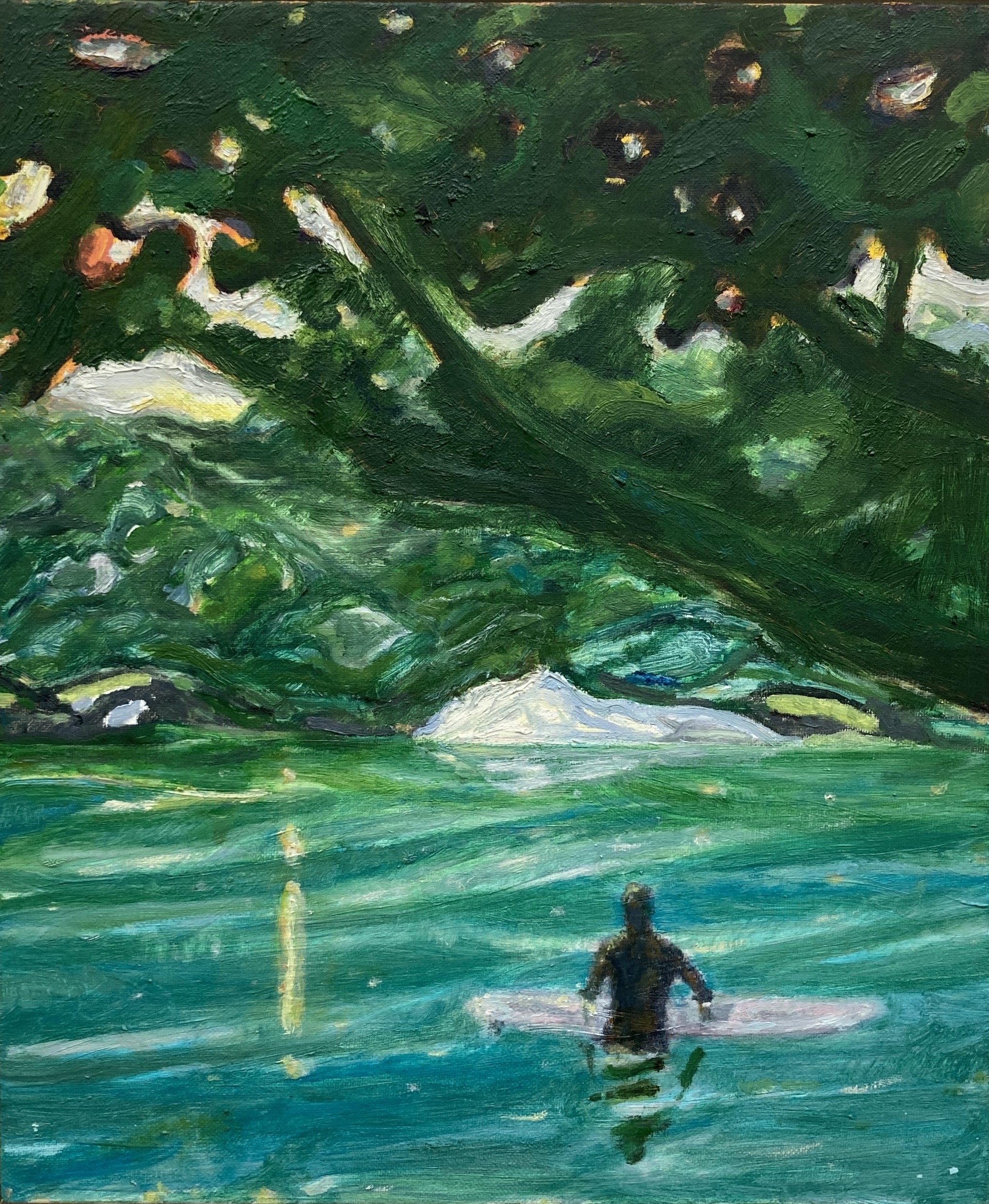 파도를 기다리는사람, oil on canvas,  45.5x 37.9cm. 2025