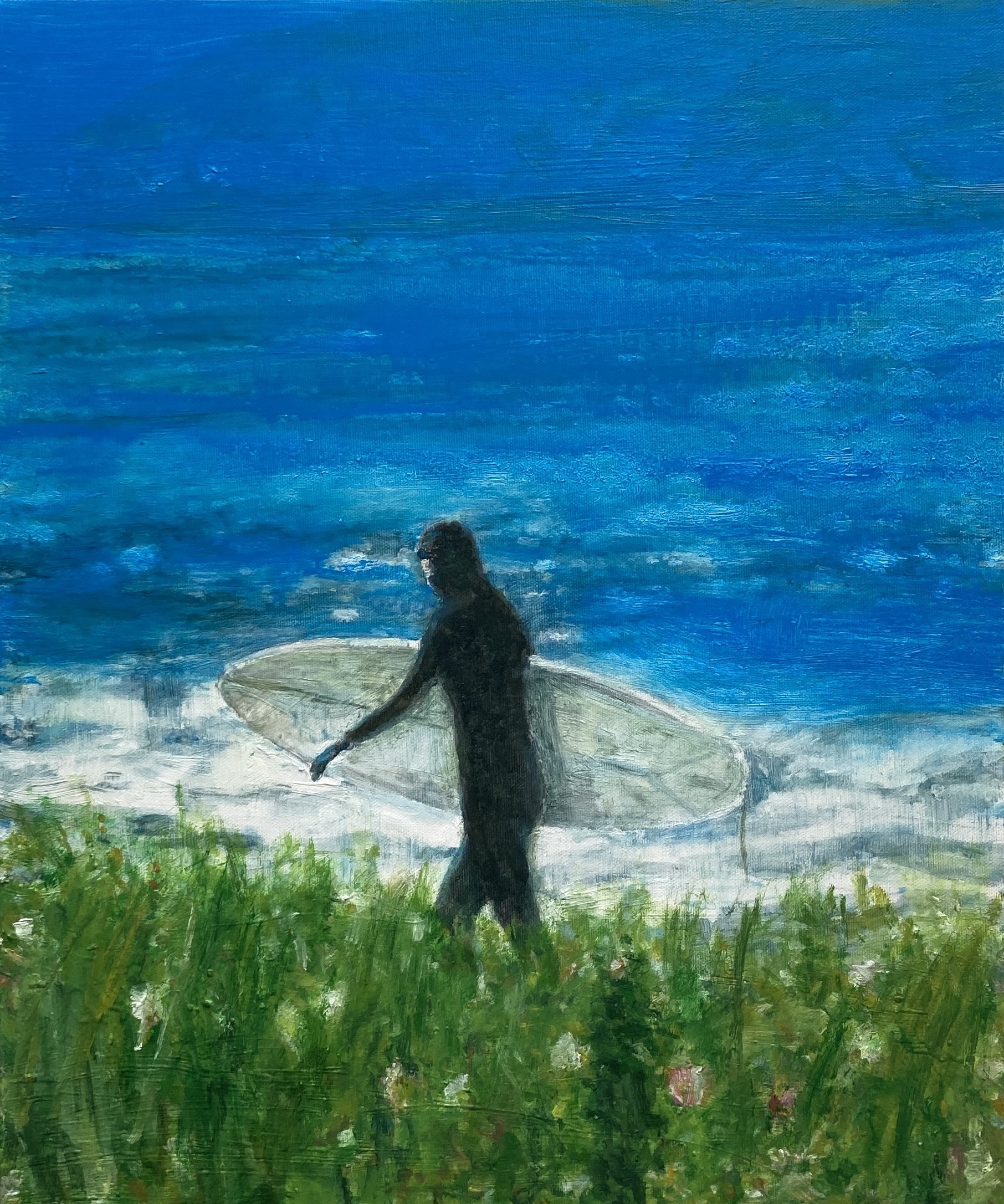 파도를 기다리는사람, oil on canvas,  45.5x 37.9cm (8호), 2025