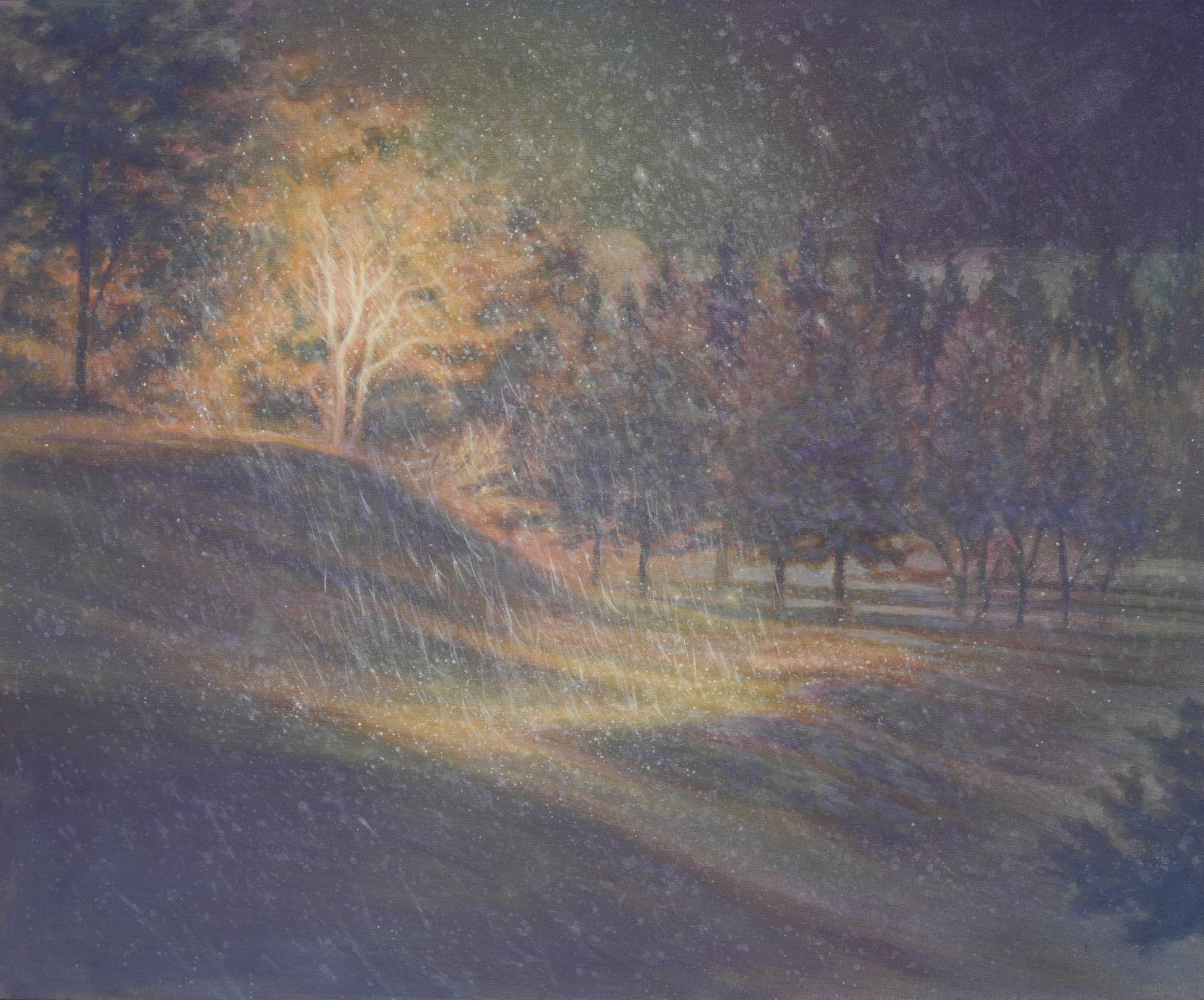 I recall those stormy nights in Your arms

2026
Gouache and pigments on cotton fabric
50.2×61cm