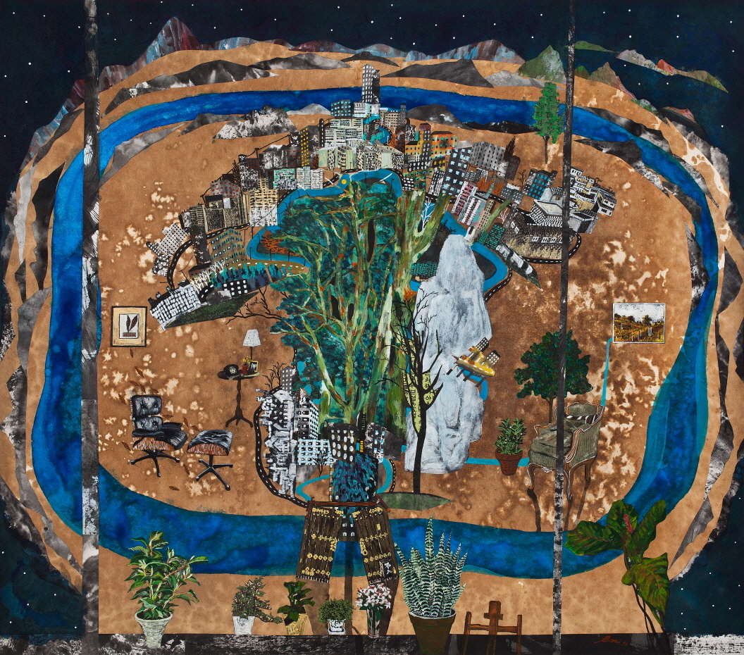 모호한 공간2, 90× 103cm, 한지에 수묵채색, 아크릴, 2013
