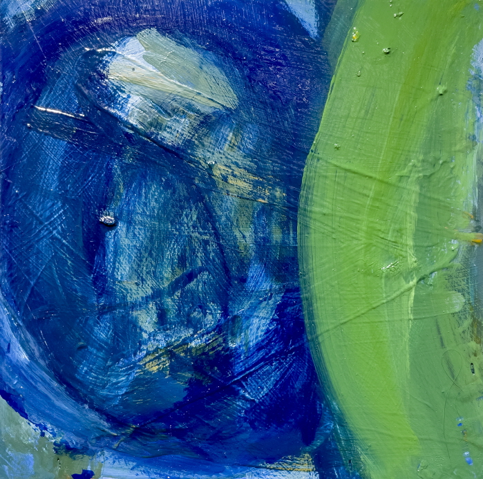 파랑 위에 녹색, 20x20cm, Oil on pannel, 2022