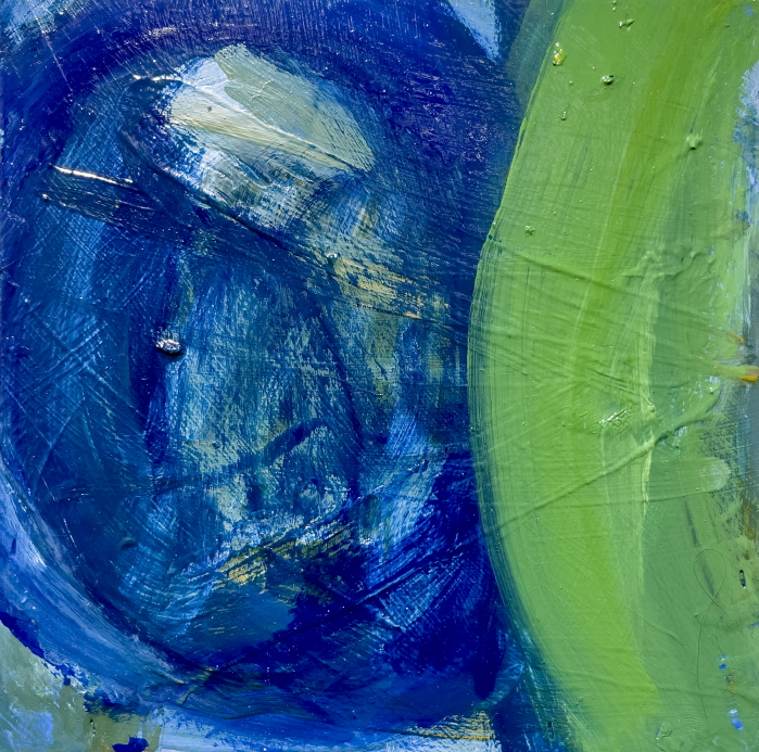 파랑 위에 녹색, 20x20cm, Oil on pannel, 2022