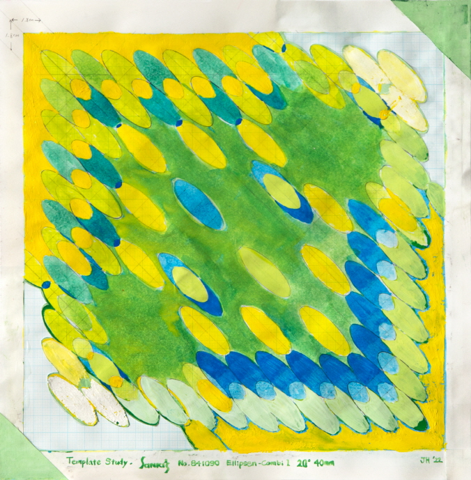 Park Junhyung, Template Study(Sankis Ellipsen-Combi I, 20° 40mm)_Gouache on grid paper_28.5×28cm_2022