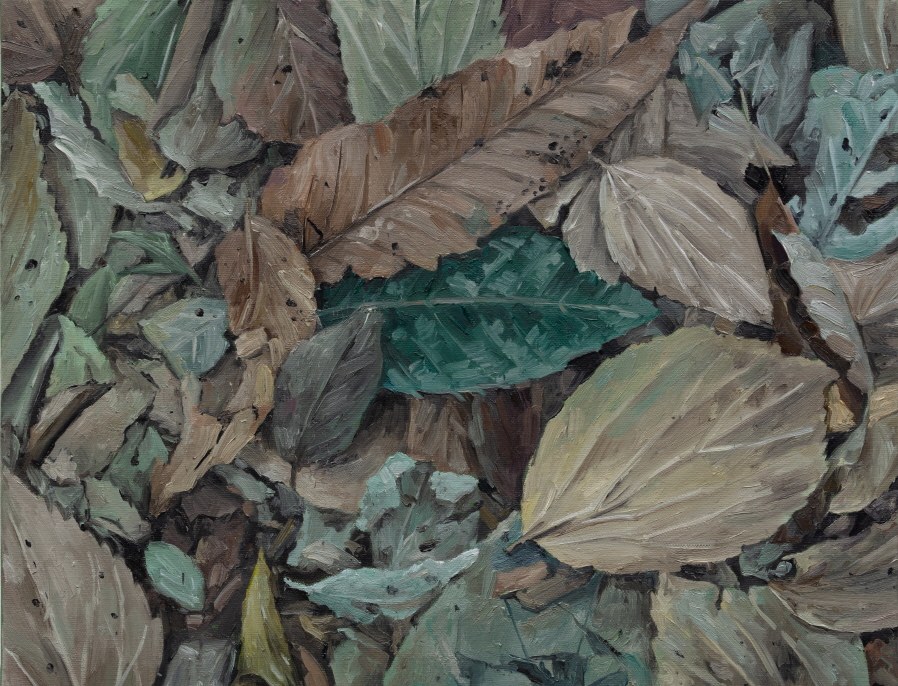 땅, 잎2. 27.3x22cm, 캔버스에 유채, 2022
