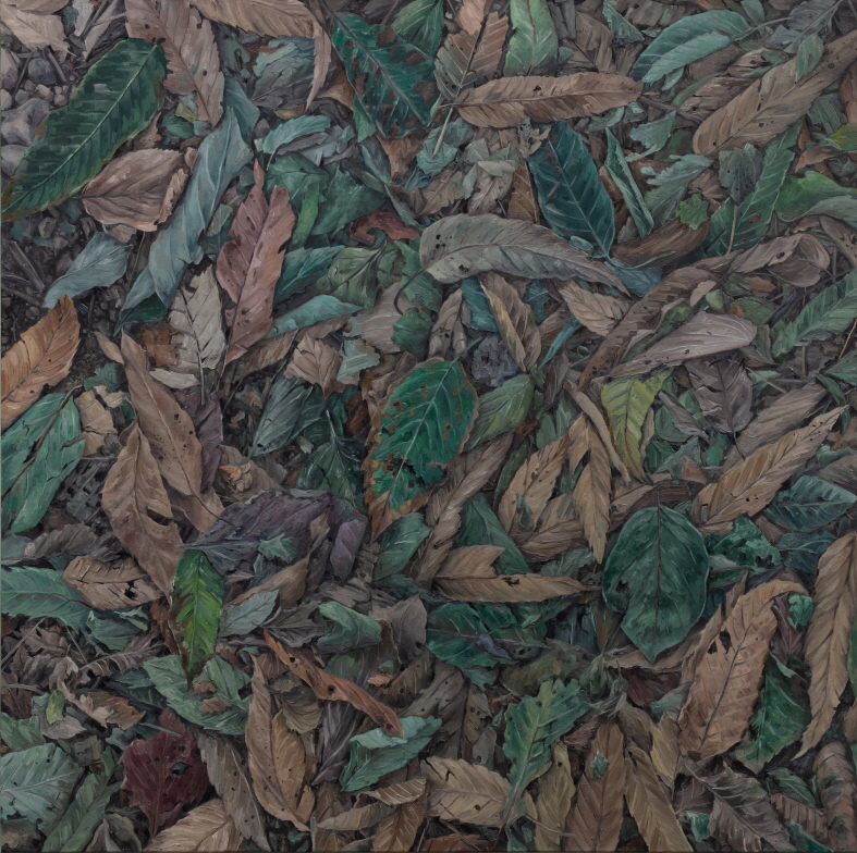 땅, 잎1, 97x97cm, oil on canvas, 2022