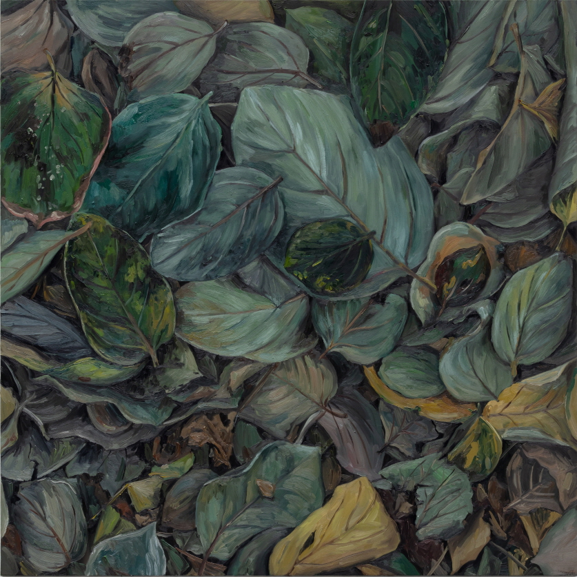 감잎들, 91x91cm, oil on canvas, 2022