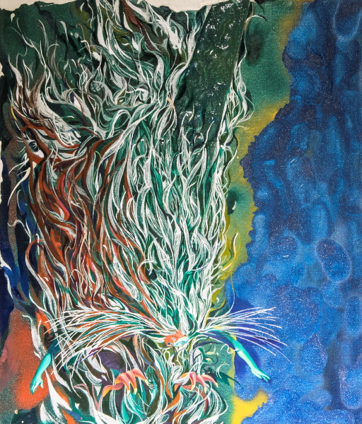 [정수정] Captive Unicorn, 2023,  oil and acrylic on canvas, 53cm x 45.5cm