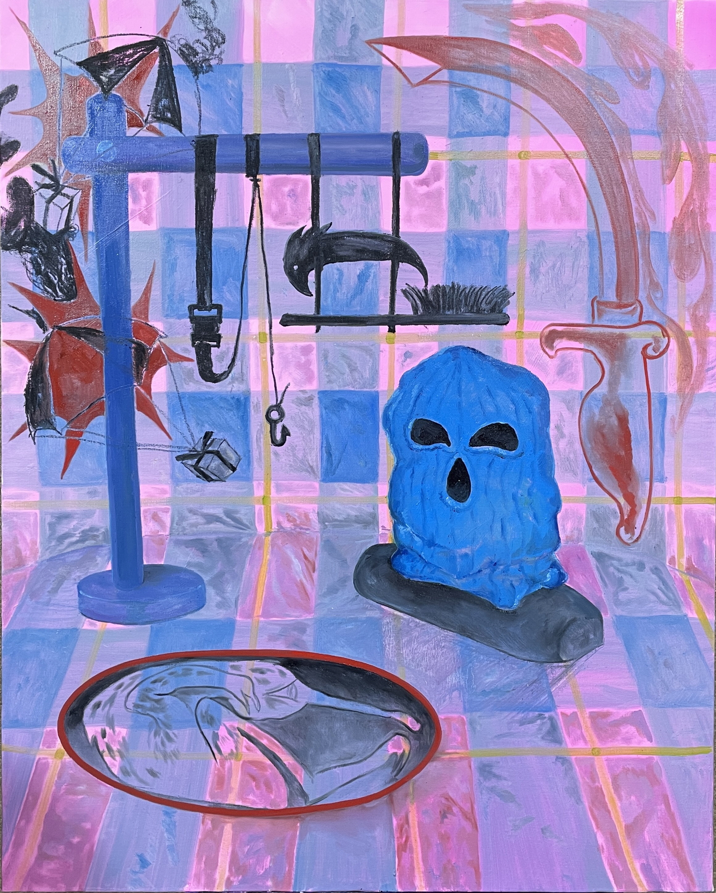 Still Life(Blue Mask and Egg), Oil and Charcoal on Canvas, 91x72.7cm, 2021