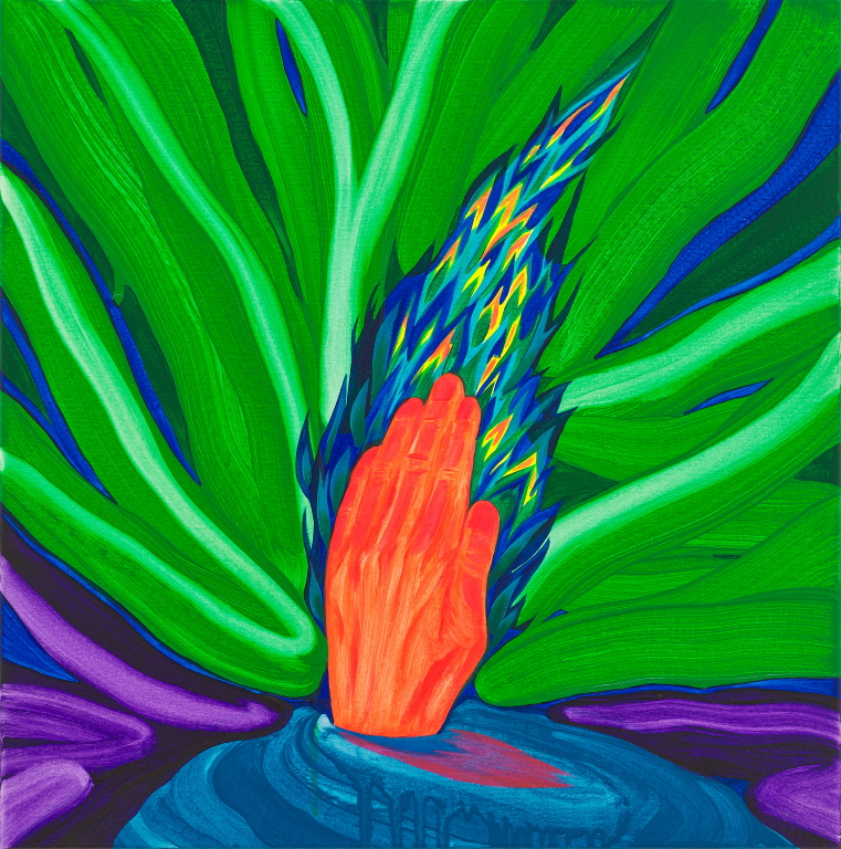 타는 손(Burning Hand), 45.5x45.5cm, oil on canvas, 2023
