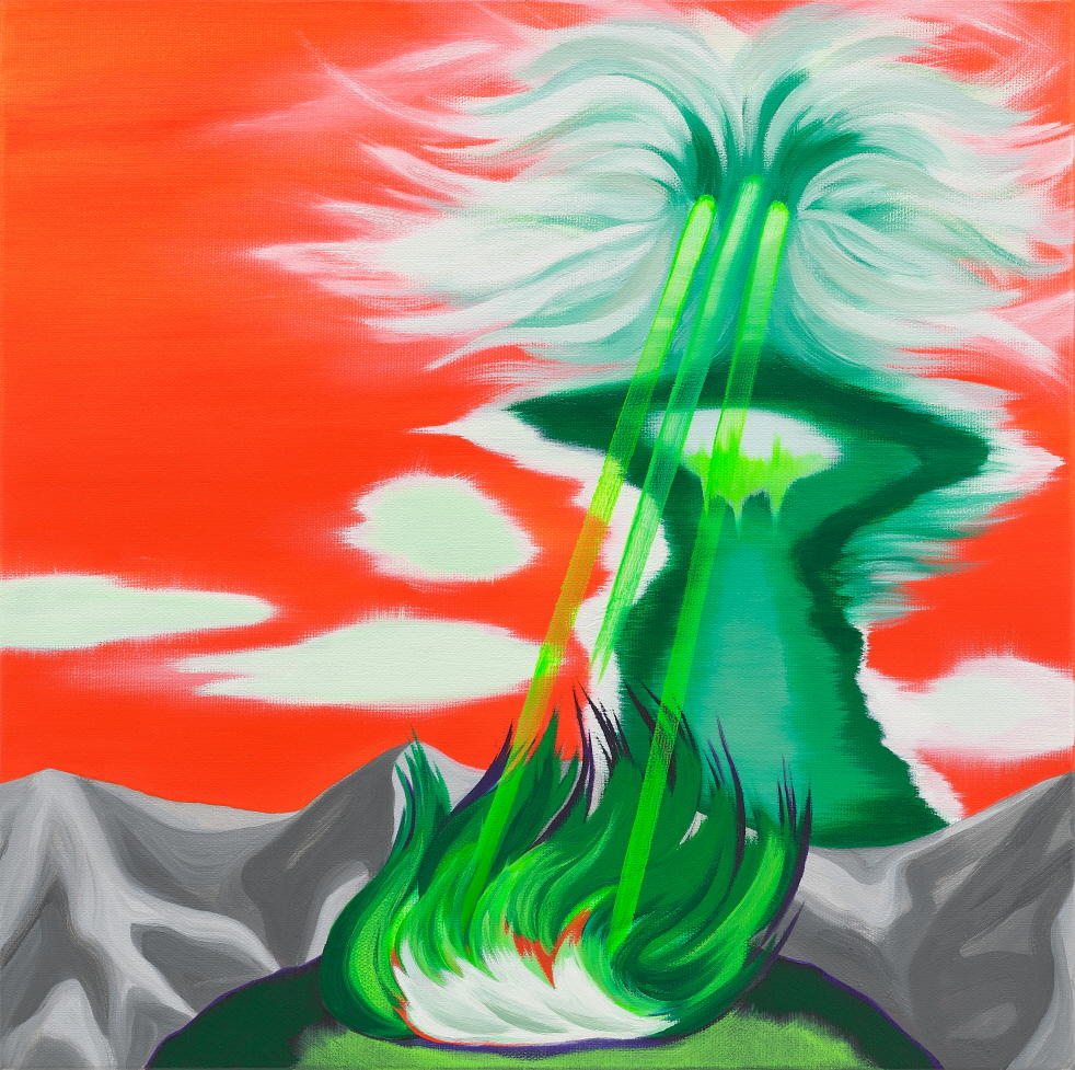 Green Beam 03,  41.0x41.0cm, oil on canvas, 2023
