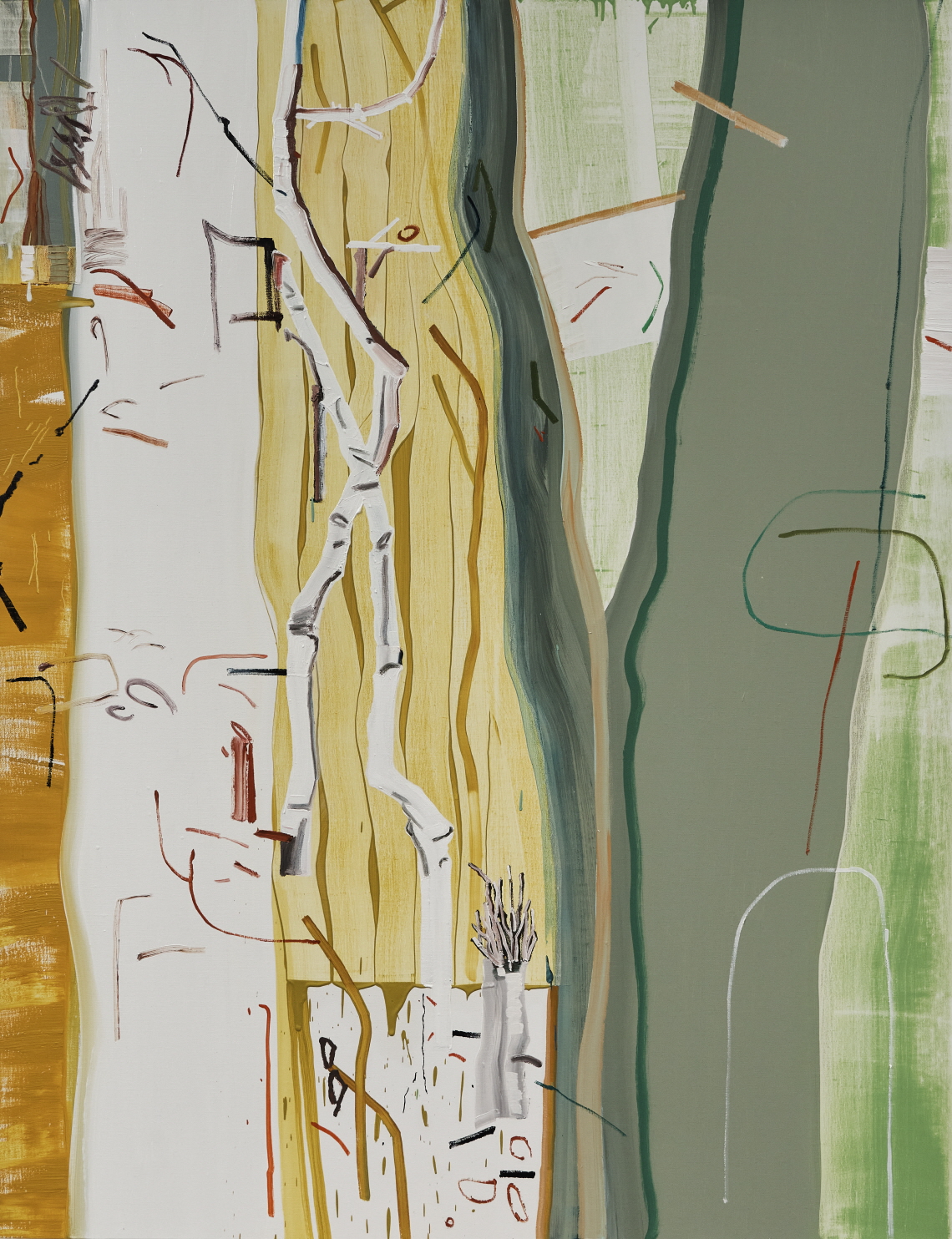 흰기둥 노랑 배경, 112.2x145.5cm, 캔버스에 오일 컬러, 2024