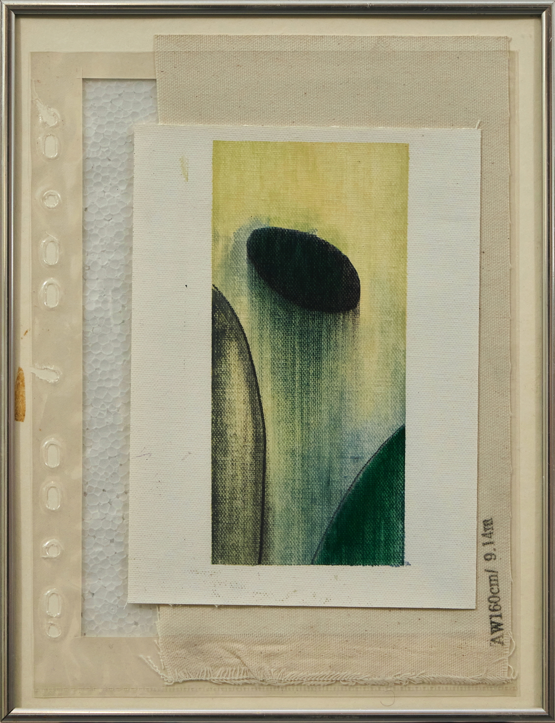 타원그리기2, 25.8x33.9cm, 캔버스에 오일 컬러, 재개발지역의 버려진 액자 표구, 2023