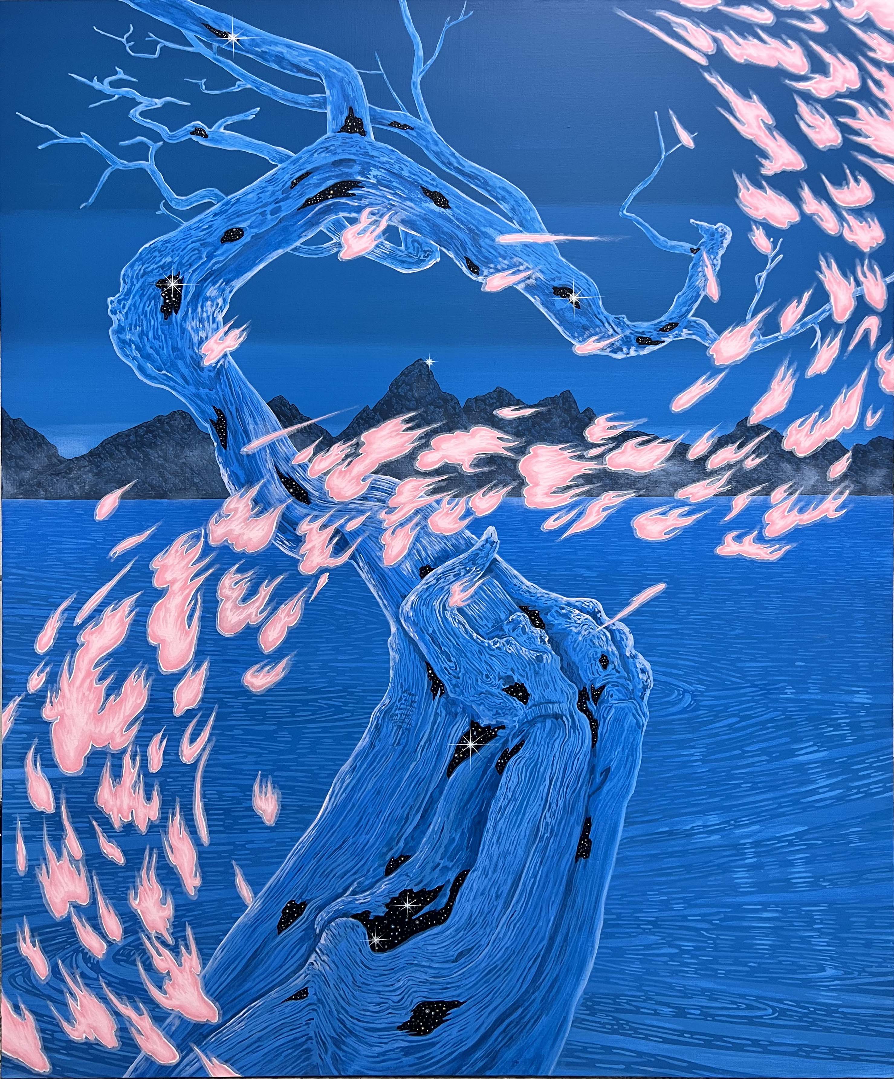 흐르는 불꽃, Acrylic on canvas, 130.3x97cm, 2025