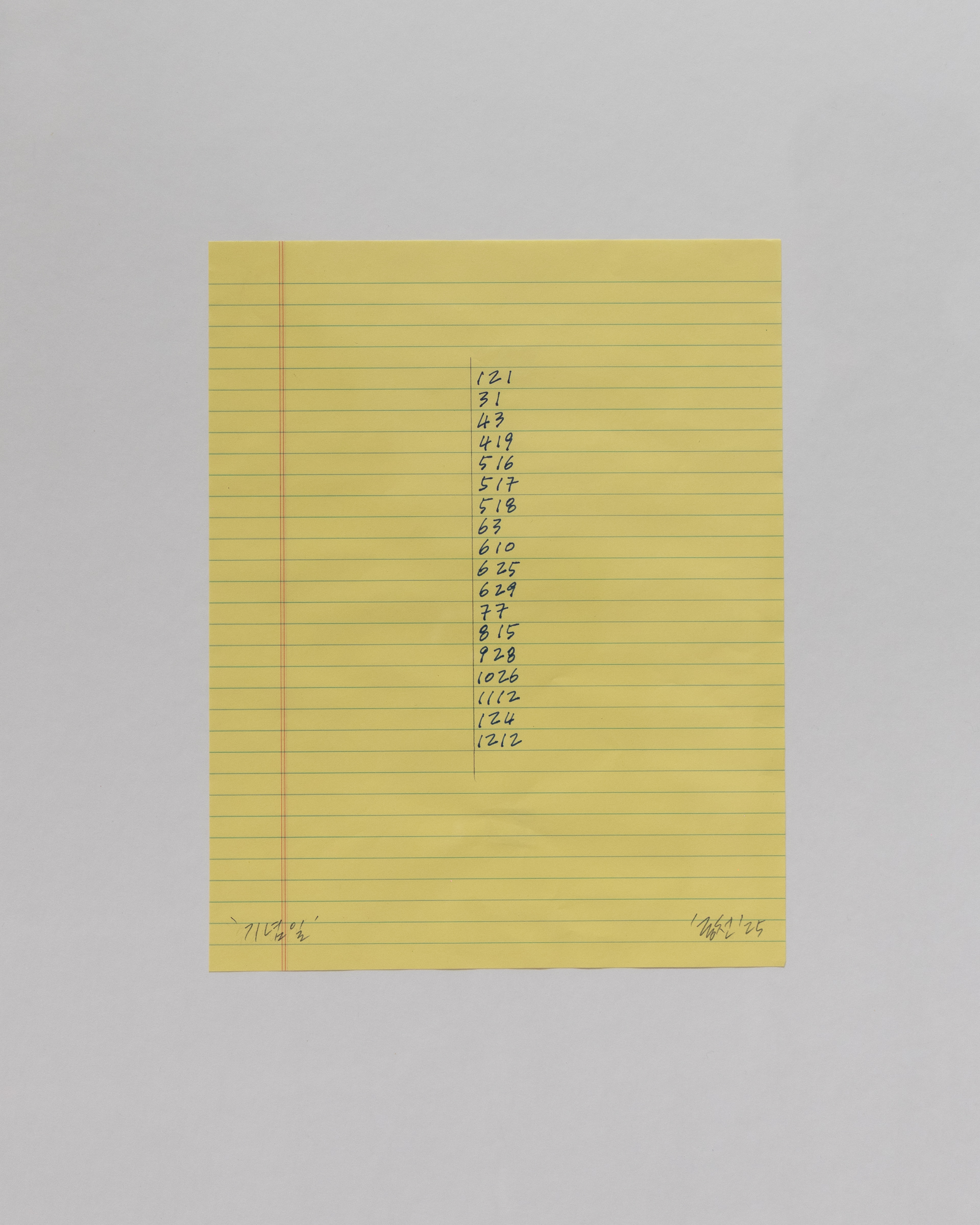 기념일, 종이 위에 잉크, 27.9x21.6cm, 2005