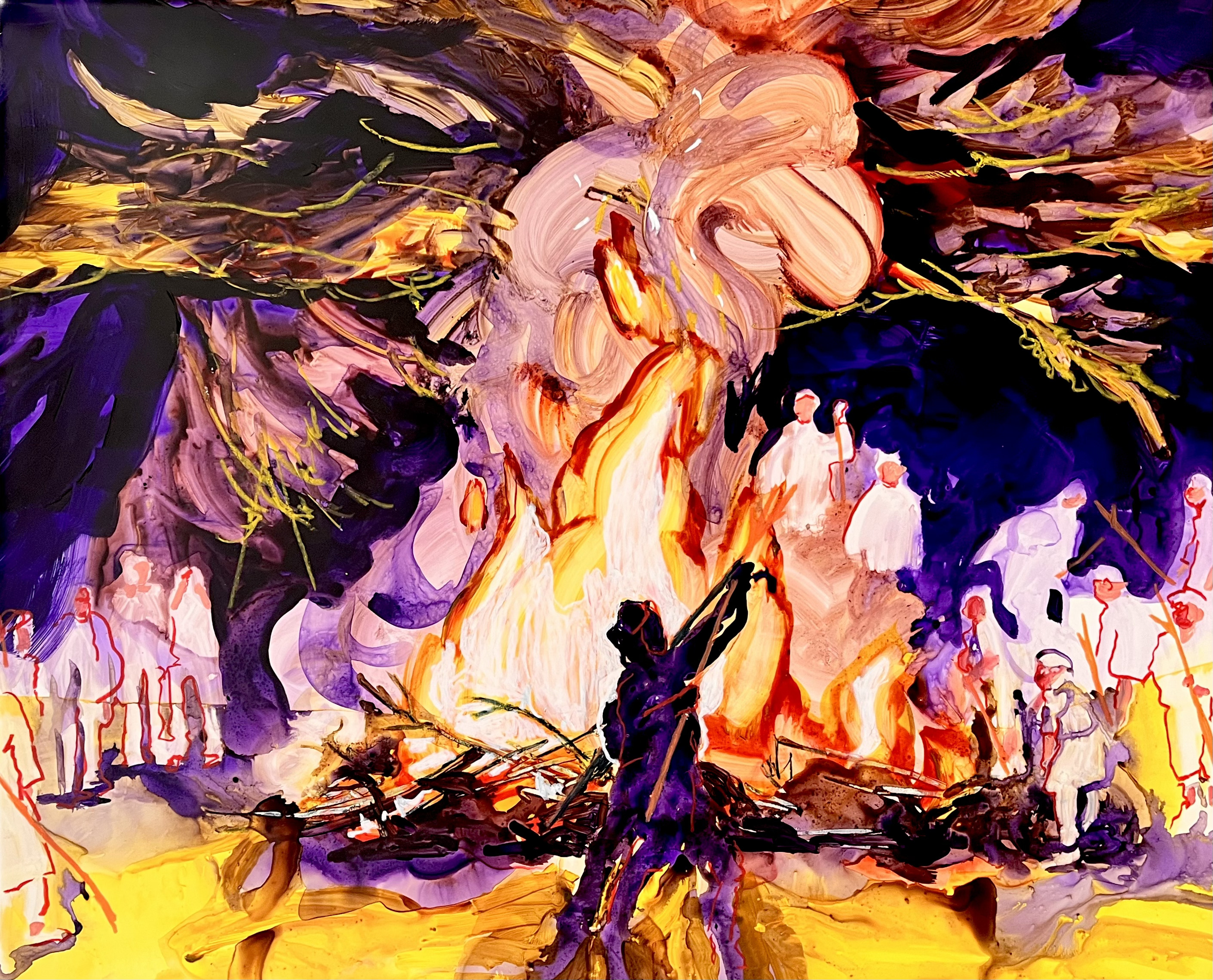 나카바야시 아리사, Untitled : Area to Area 2025 #02, Acrylic, oil pastel on paper, 65.2x80.3cm, 2025