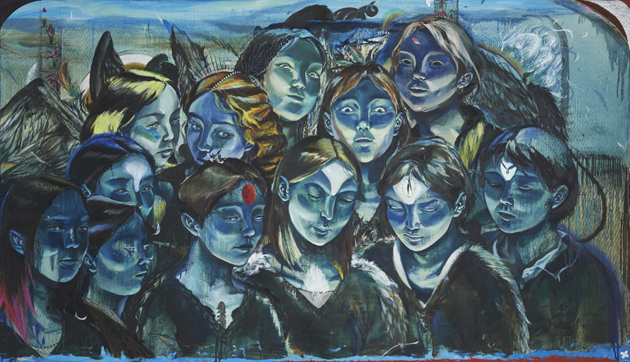 정수정, Crowned cranes, Oil on canvas, 165x95cm, 2021