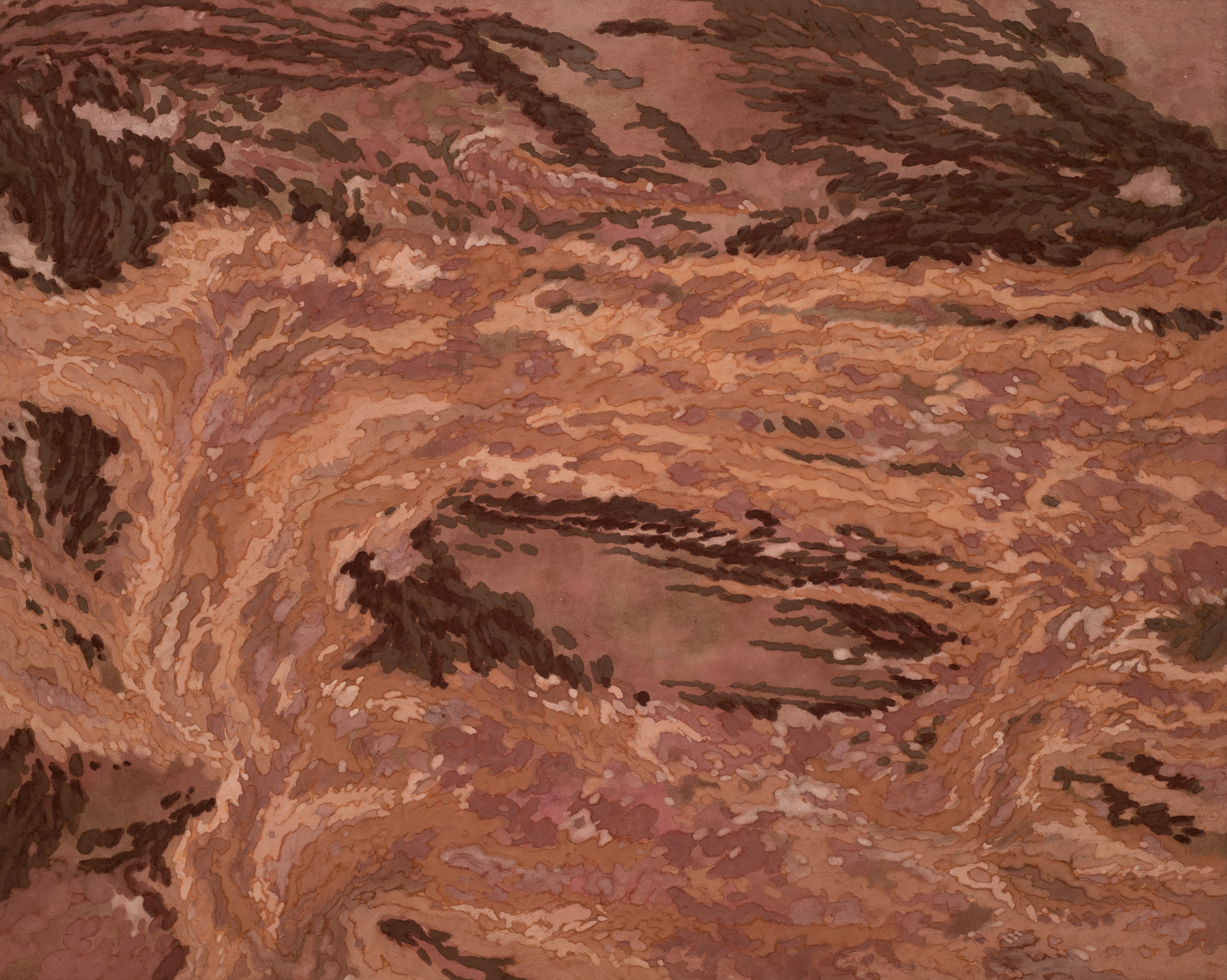 사랑을 소화하기, 장지에 물감, 파스텔, 호분, 72.7x90.9cm, 2025