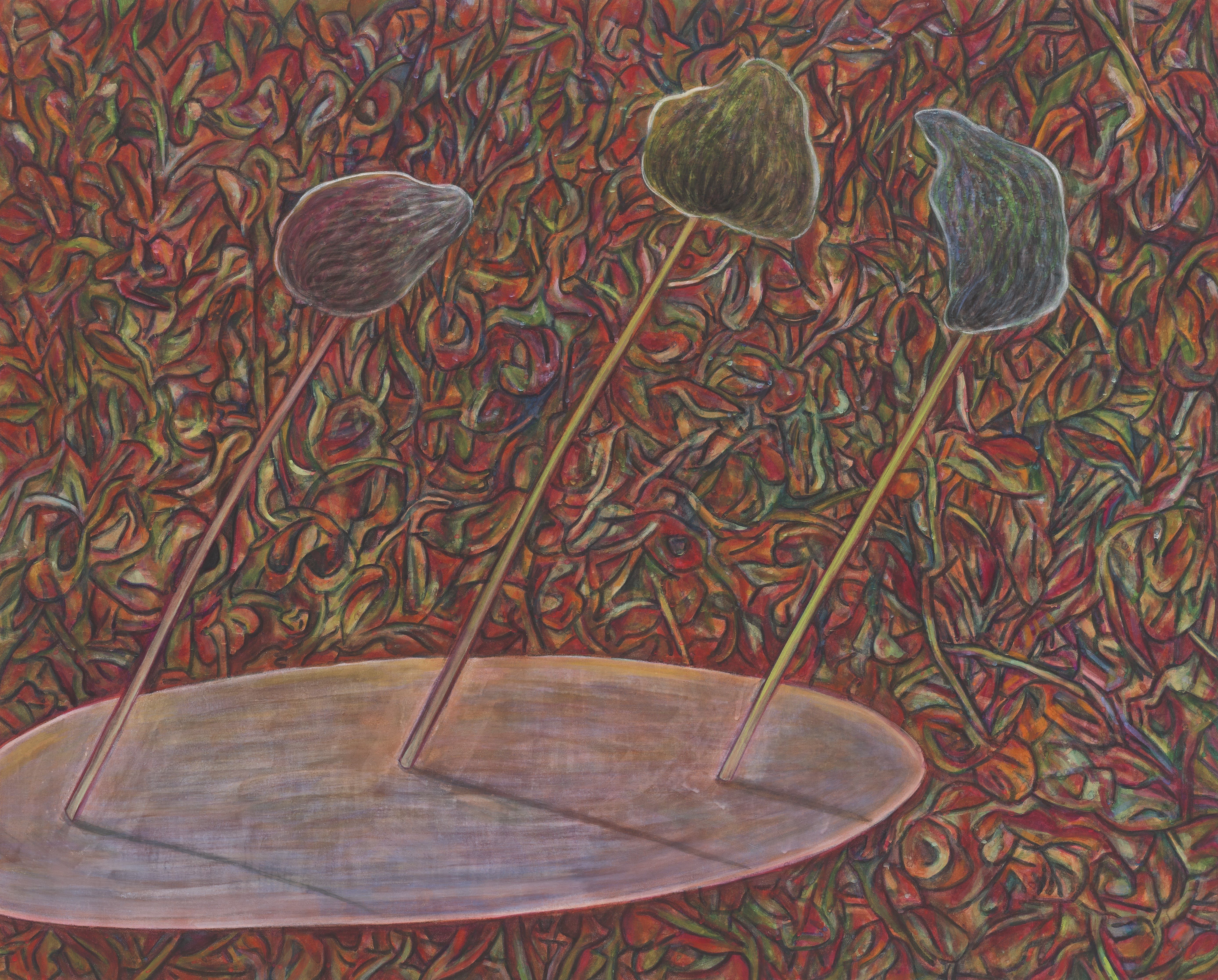 어제, 오늘, 내일, 장지에 분채, 콘테, 80.3x100cm, 2026