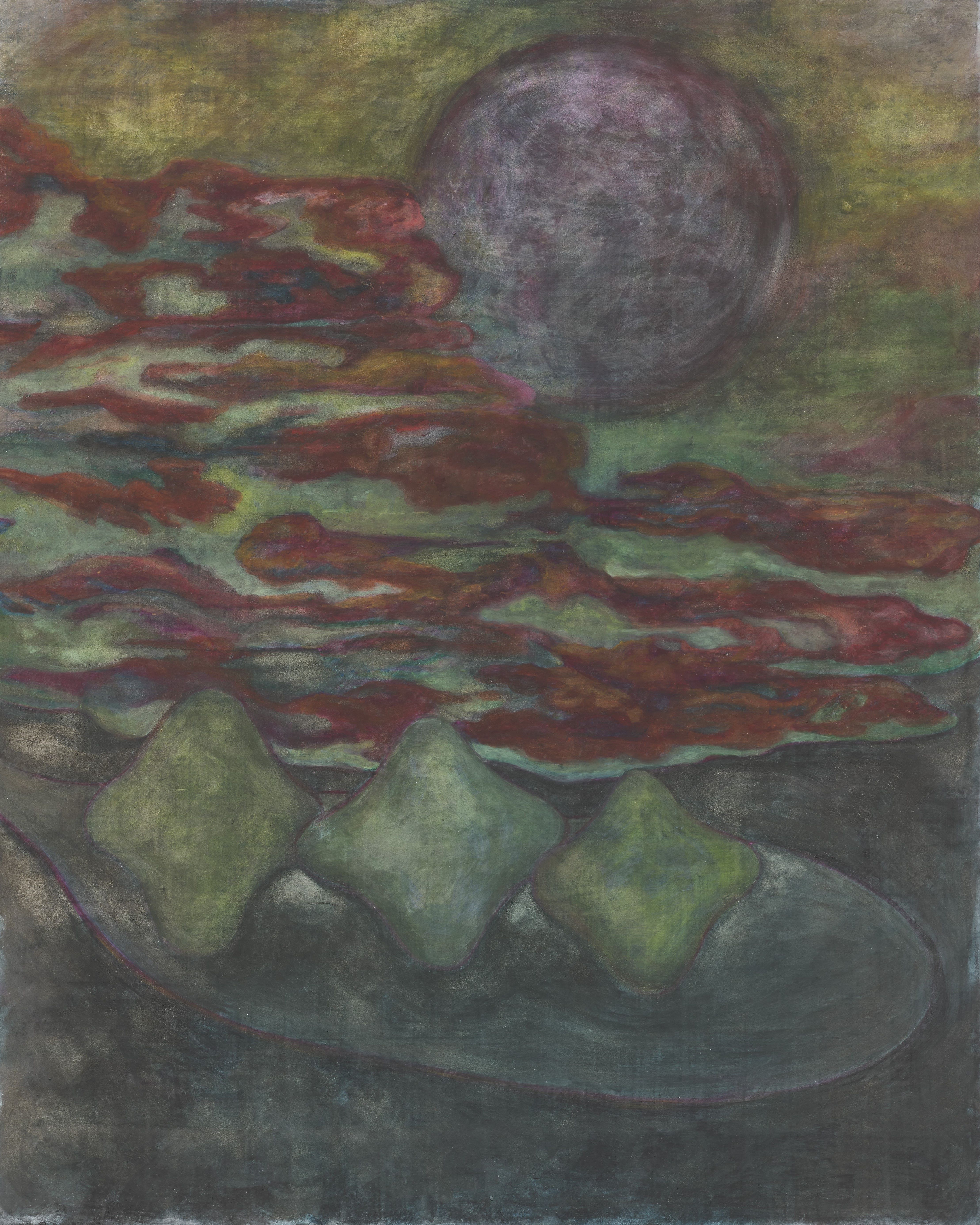 메아리, 장지에 주묵, 분채, 100x80.3cm, 2026