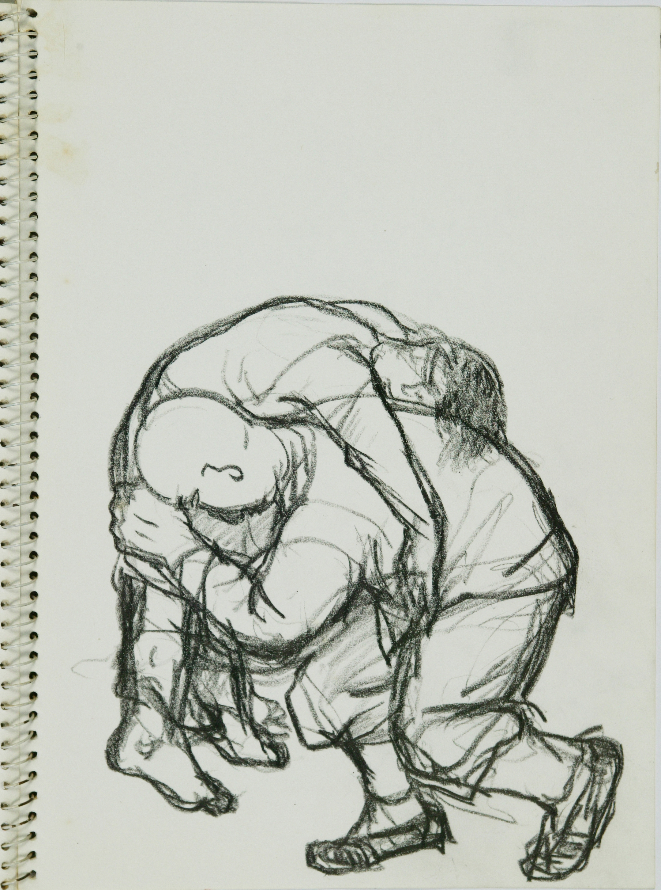 시신을 거두는 매월당, 1988, Conte on paper, 26.7x18.5cm
