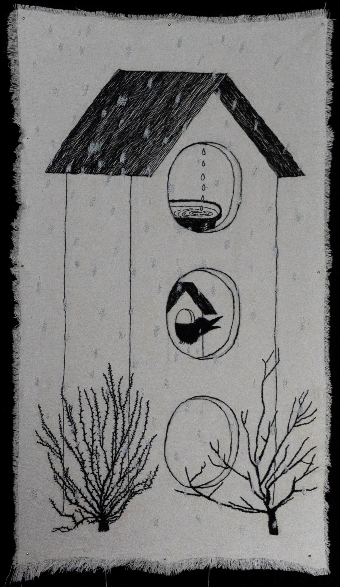 눈 오는 날, embroidery on cotton, 40 x 60cm, 2024