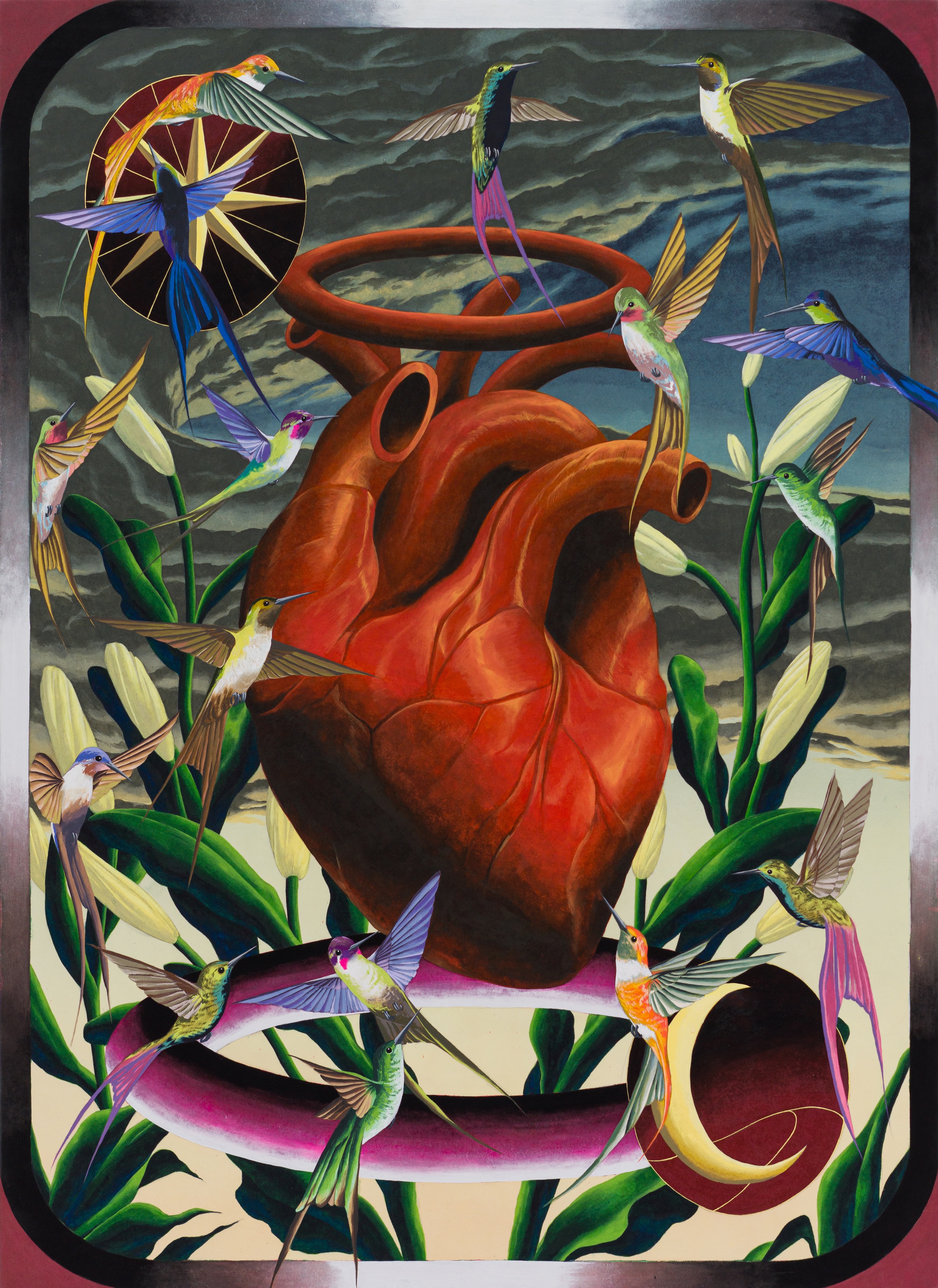 벌새들, 장지에 채색, 100x72.7cm, 2024