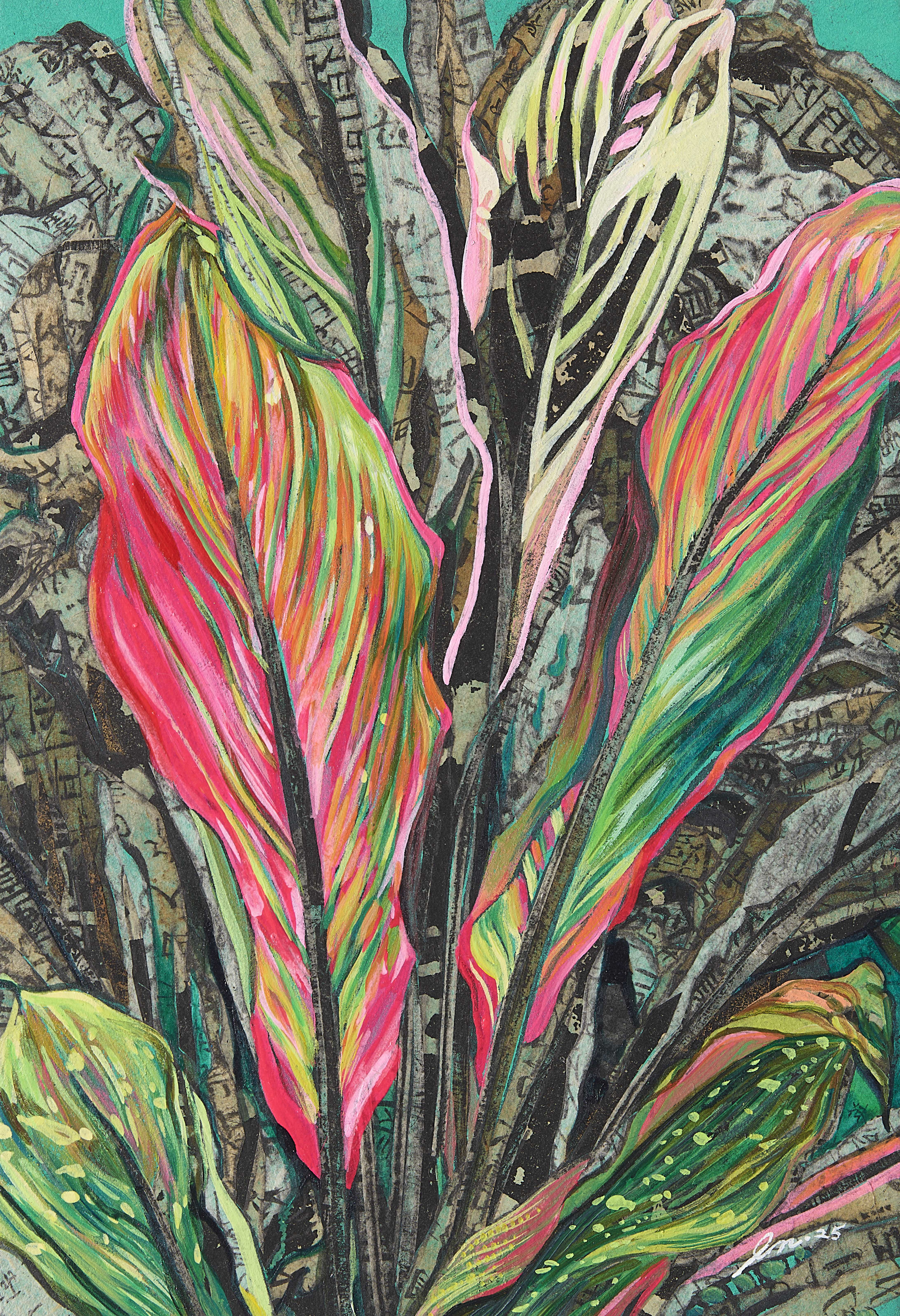 다른 조우 3, 한지에 고서꼴라쥬, 수묵, 아크릴, 26.1×18.1cm, 2025