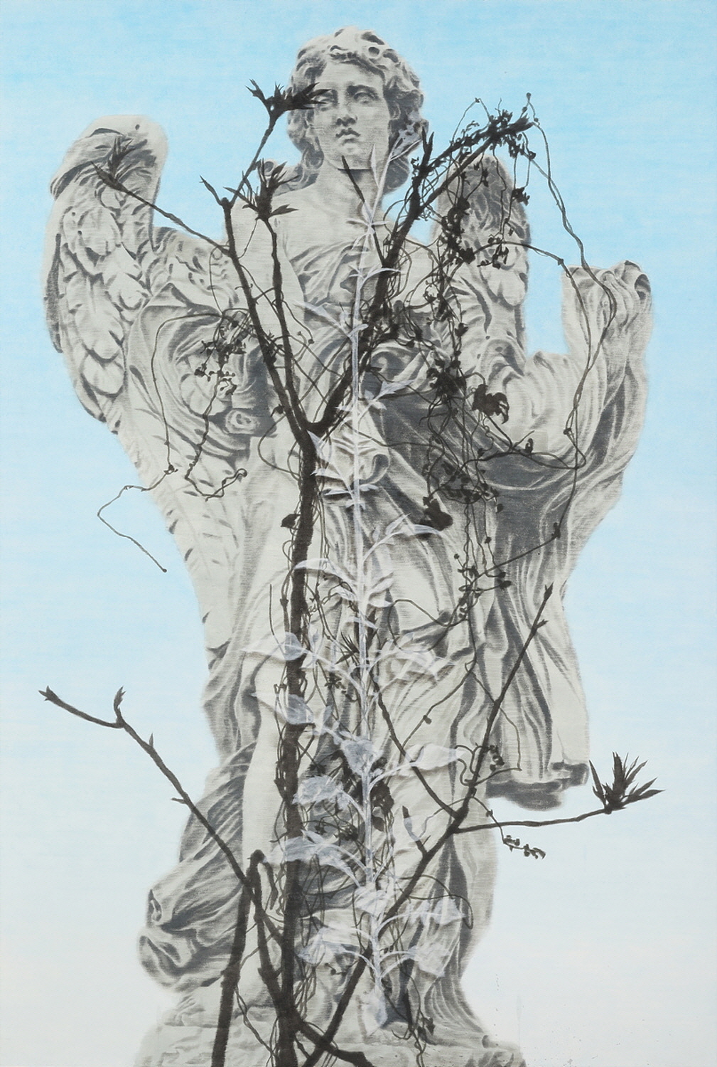 사라지거나 자라나는 (Disappearing or growing) 193.9×130.3cm 장지에 채색 2022