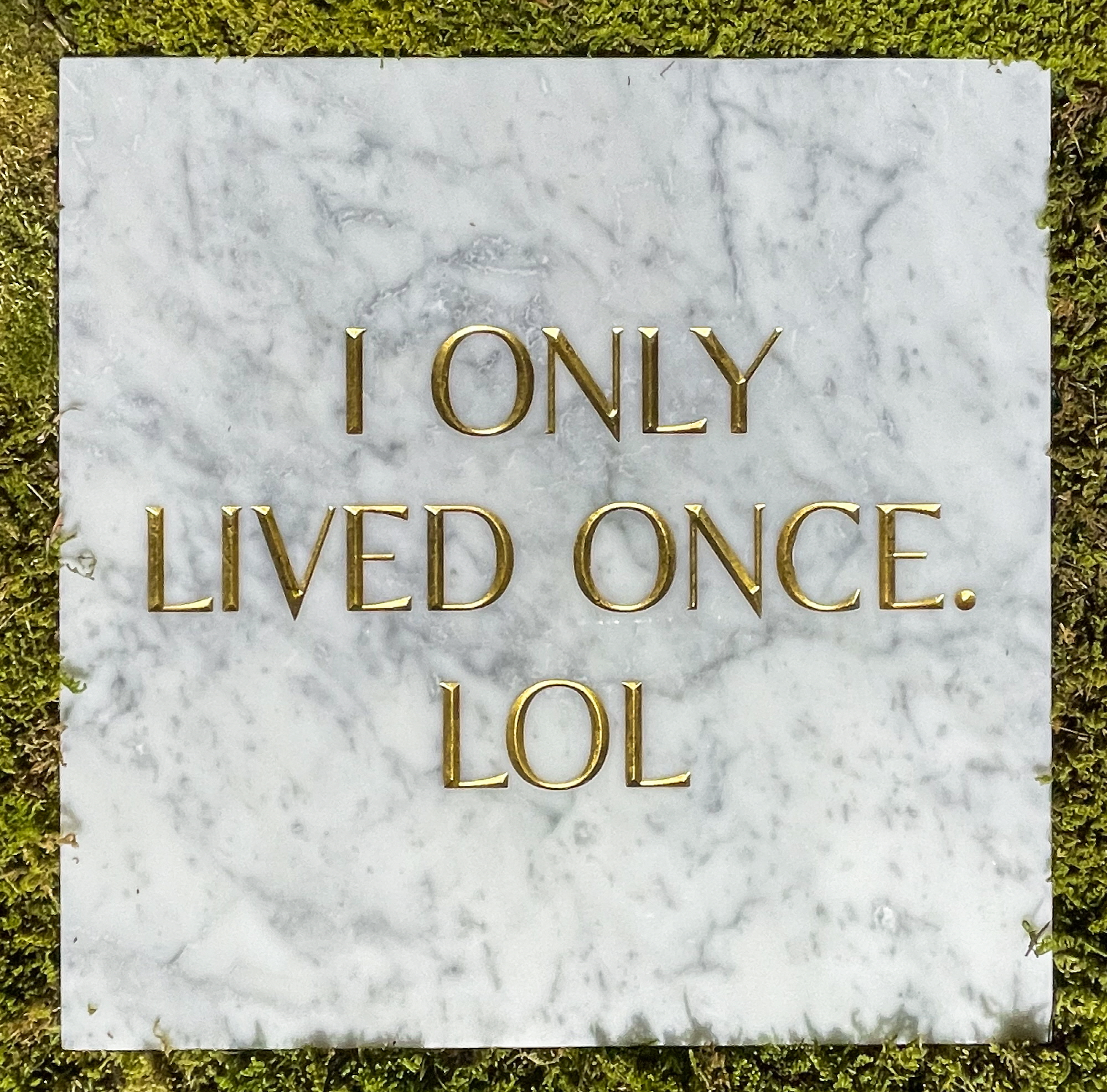 Graves of Our Generation, gold on carrara marble(Italy), limited edition of 100, 40x40x1.5cm, 2021