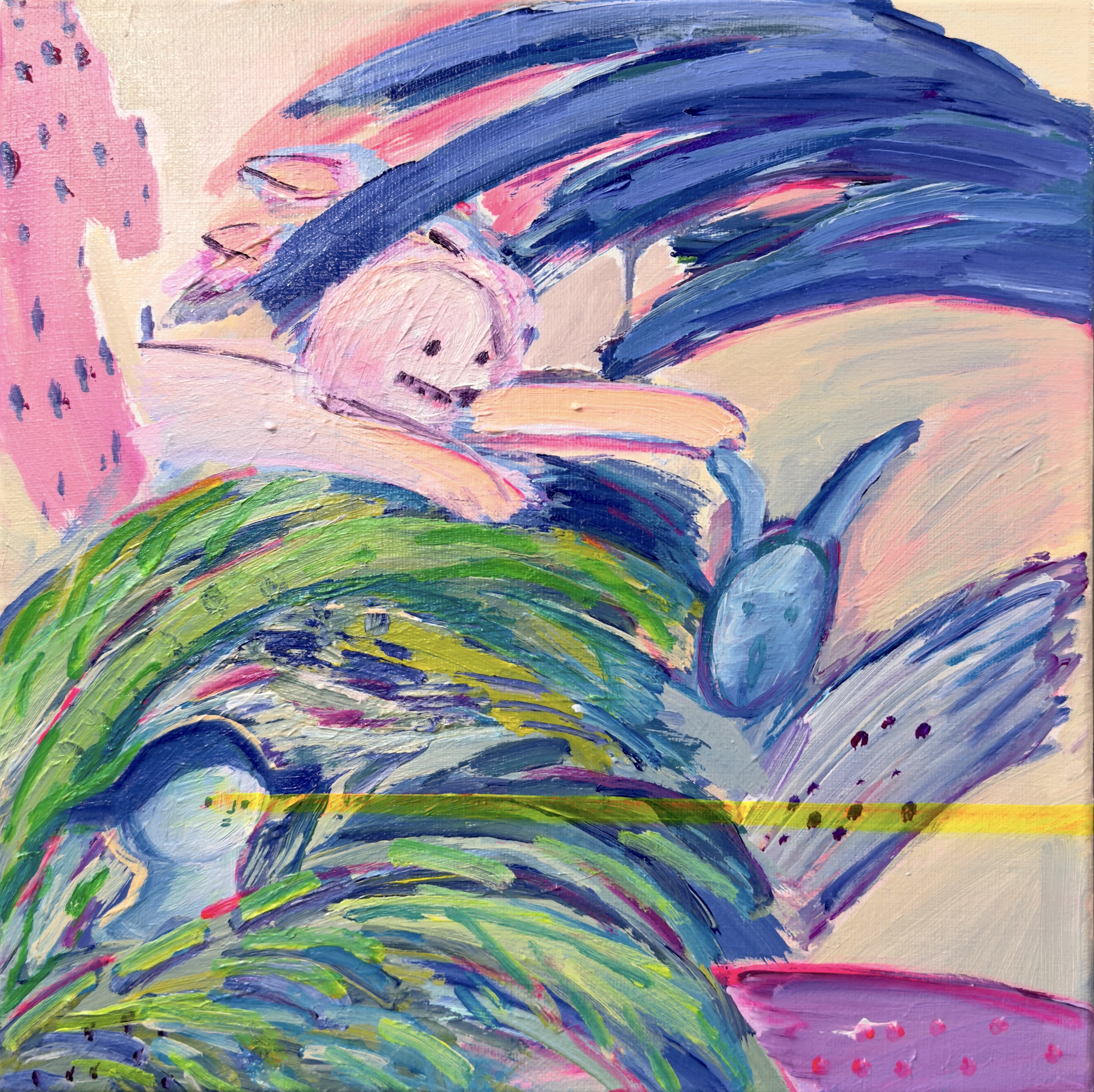 Manwook, Acrylic on linen, 30.0x30.0x5.0cm, 2023