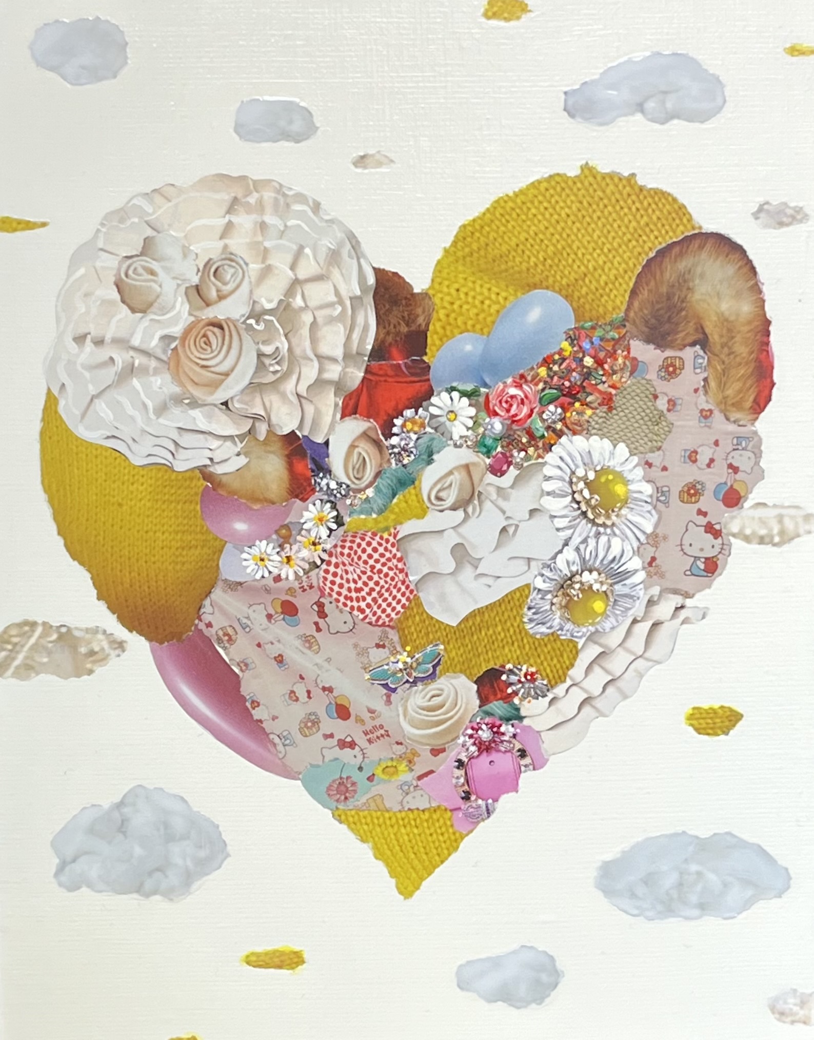 Kim​ Deulnai, Acrylic & collage on linen, 35.3x27.5cm, 2025