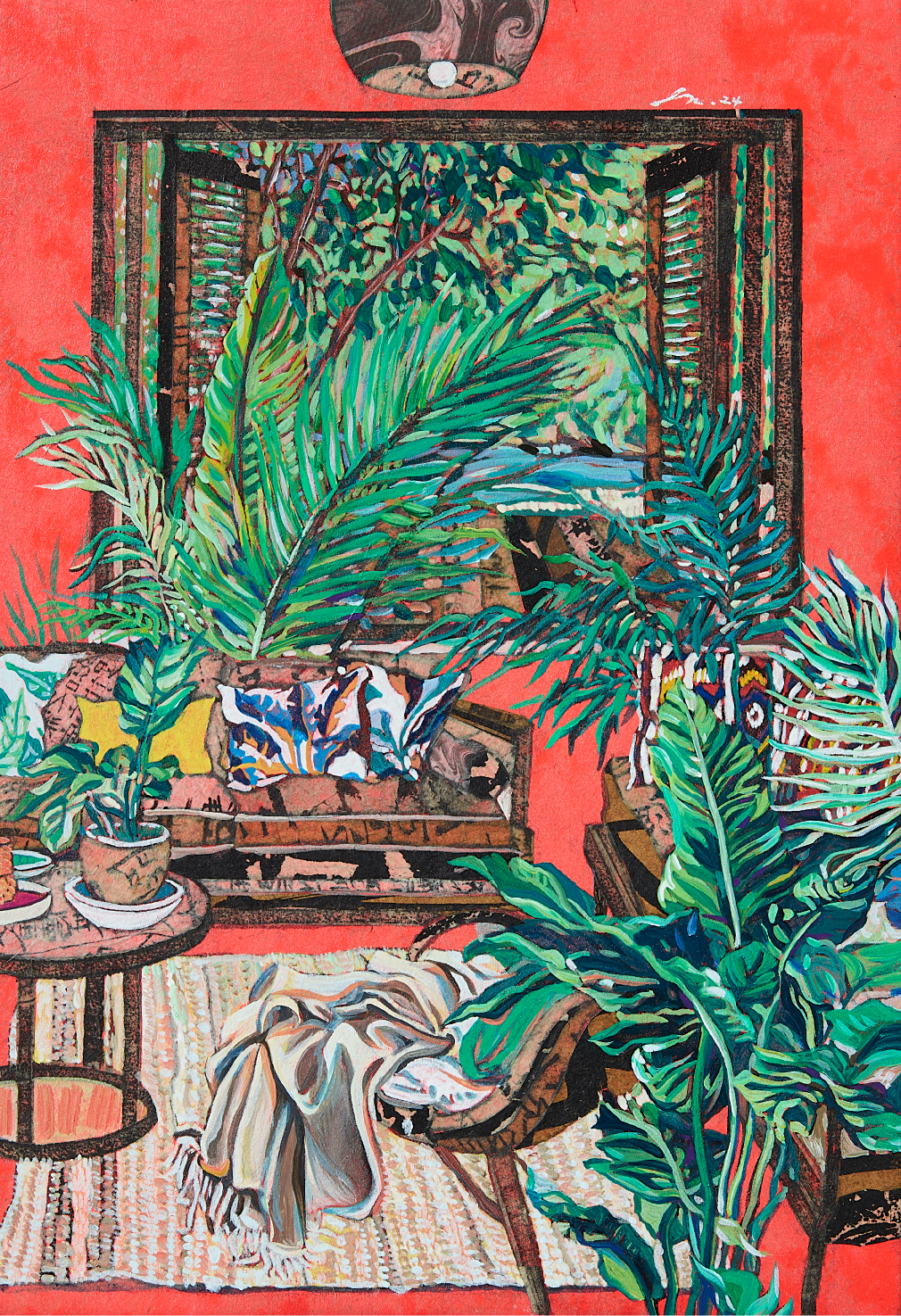 Kwon Inkyung, 장지에 고서 꼴라쥬, 수묵, 아크릴, 26.2x18cm, 2024