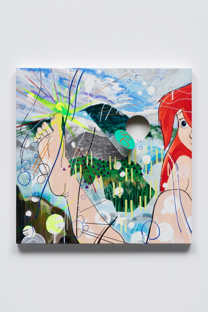 3F Gallery, M'cube 정진, 시작을 위한 다리(once upon a time in somewhere)-Drawing, 55x55cm, Acrylic on paper, 2022