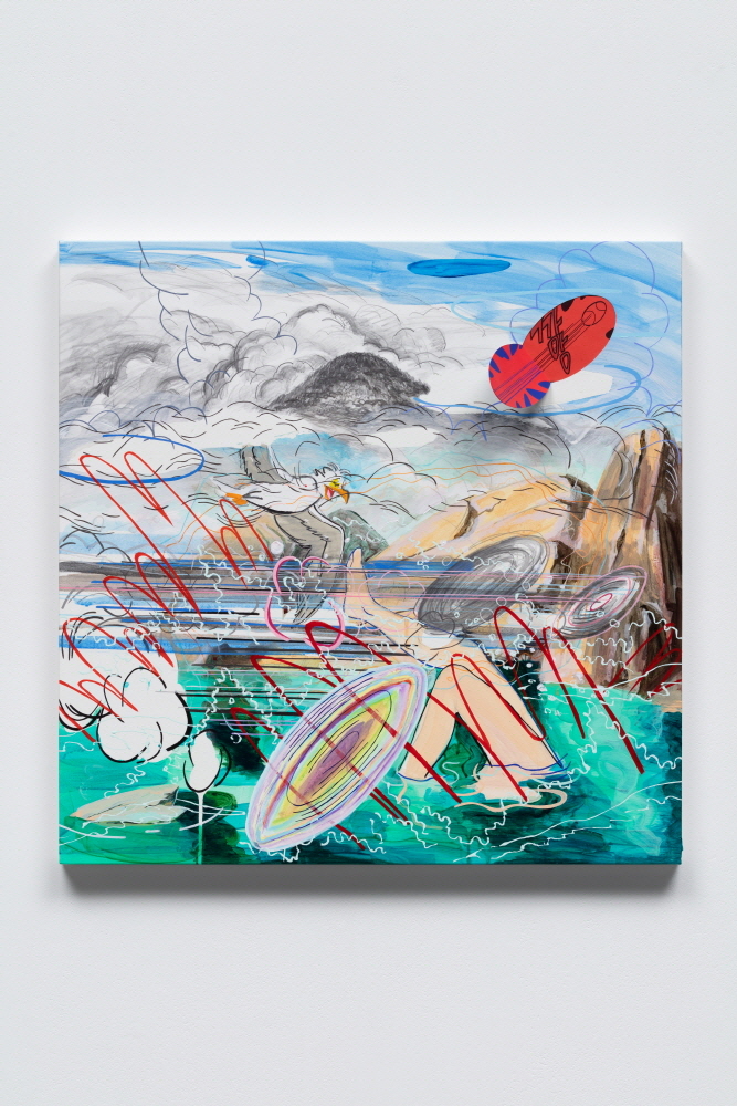 3F Gallery, M'cube 정진, 춤추는 다리, 55x55cm, Acrylic on paper, 2021