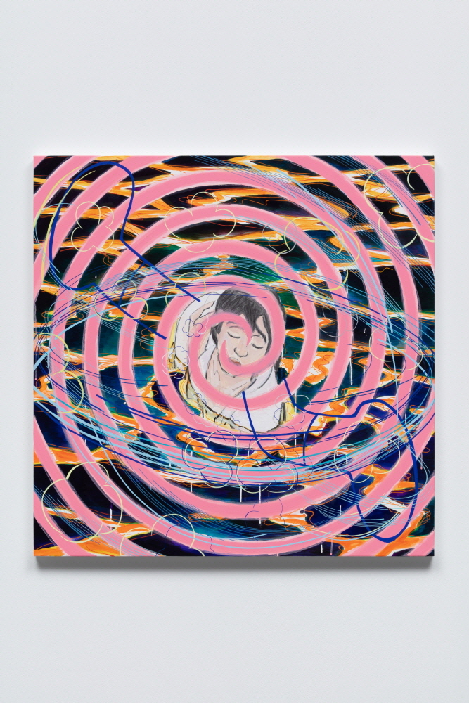 3F Gallery, M'cube 정진, The dizzy day, 90x90cm, Acrylic on paper, 2022