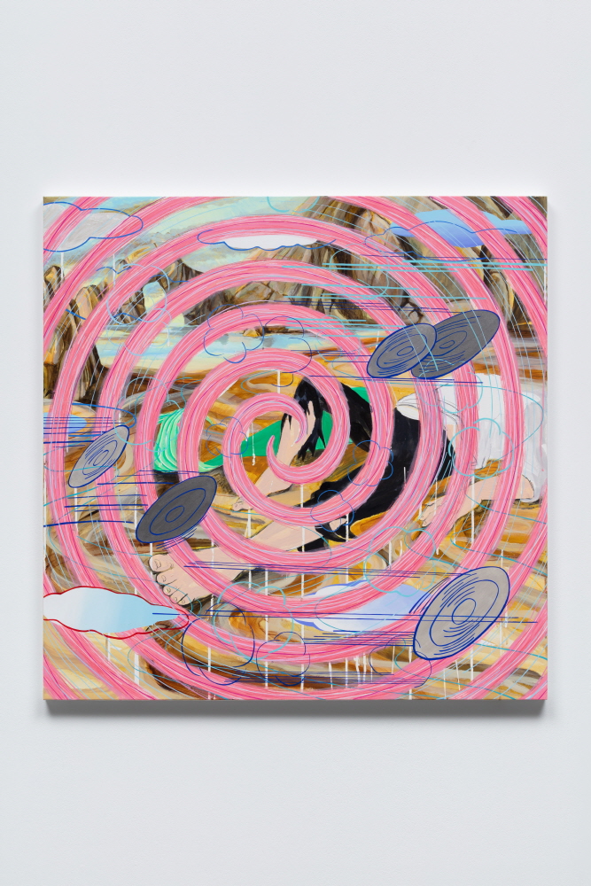 3F Gallery, M'cube 정진, The dizzy day1, 90x90cm, Acrylic on paper, 2022
