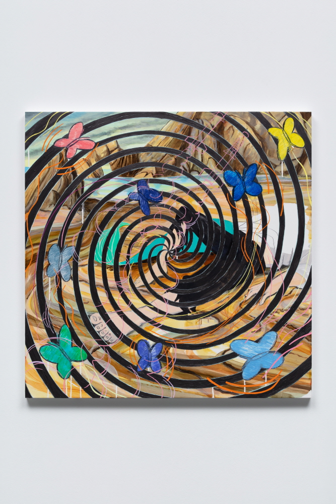 3F Gallery, M'cube 정진, The dizzy day4, 90x90cm, Acrylic on paper, 2022