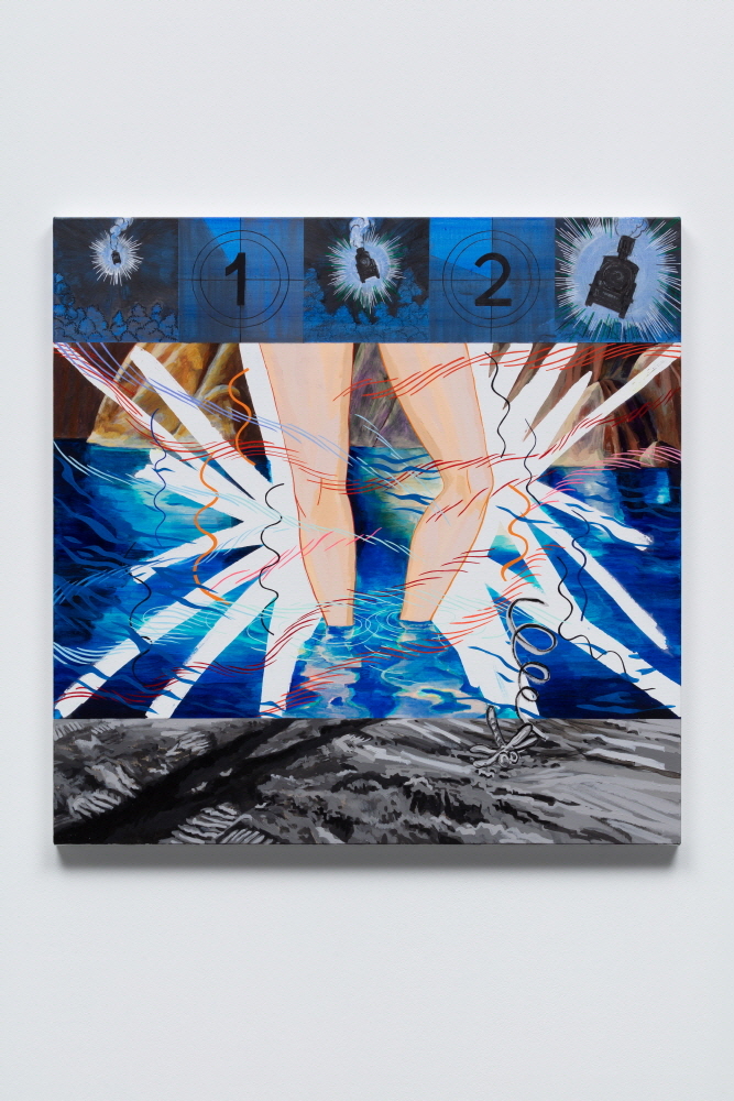 3F Gallery, M'cube 정진, 땅끝부터 우주까지2, 90x90cm, Acrylic on canvas, 2022