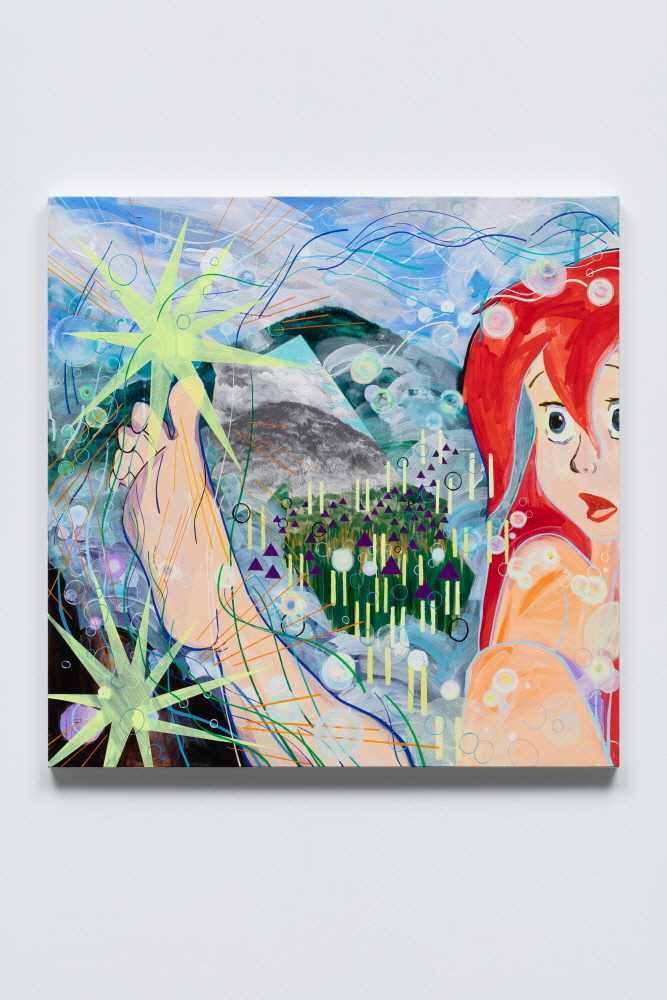 3F Gallery, M'cube 정진, 시작을 위한 다리(once upon o time in somewhere), 90x90cm), Acrylic on canvas, 2022