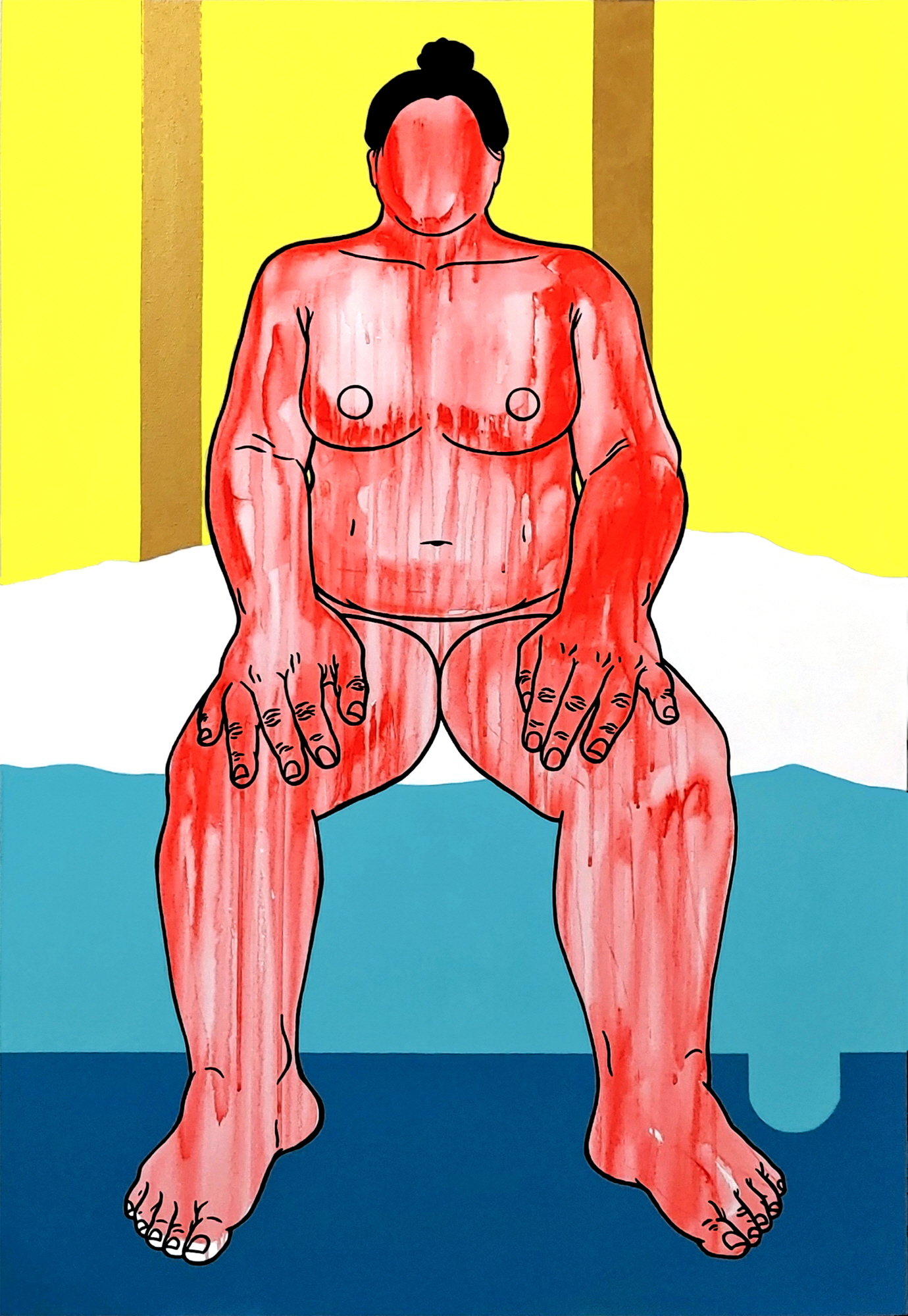 Kong Eunjee, Seated woman 1, acrylic, 116x80cm, 2022