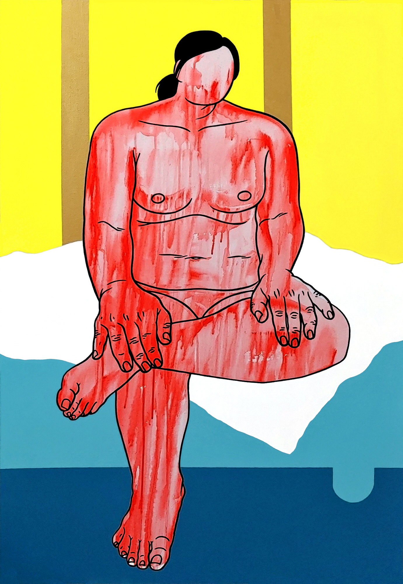 Kong Eunjee, Seated woman 2, acrylic, 116x80cm, 2022